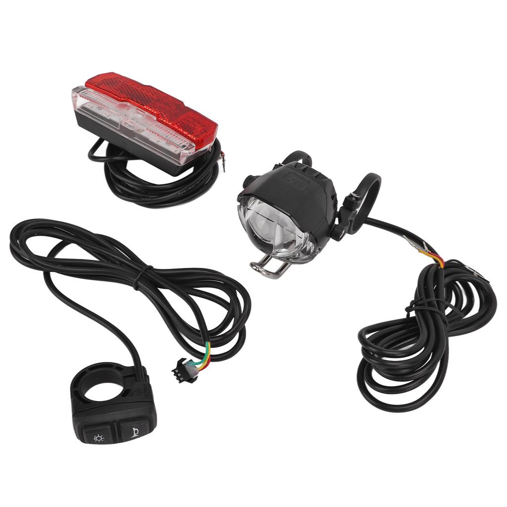 24V 36V 48V Electric Bike Front and Rear Light Set Headlight and Tail Light with Horn Kit