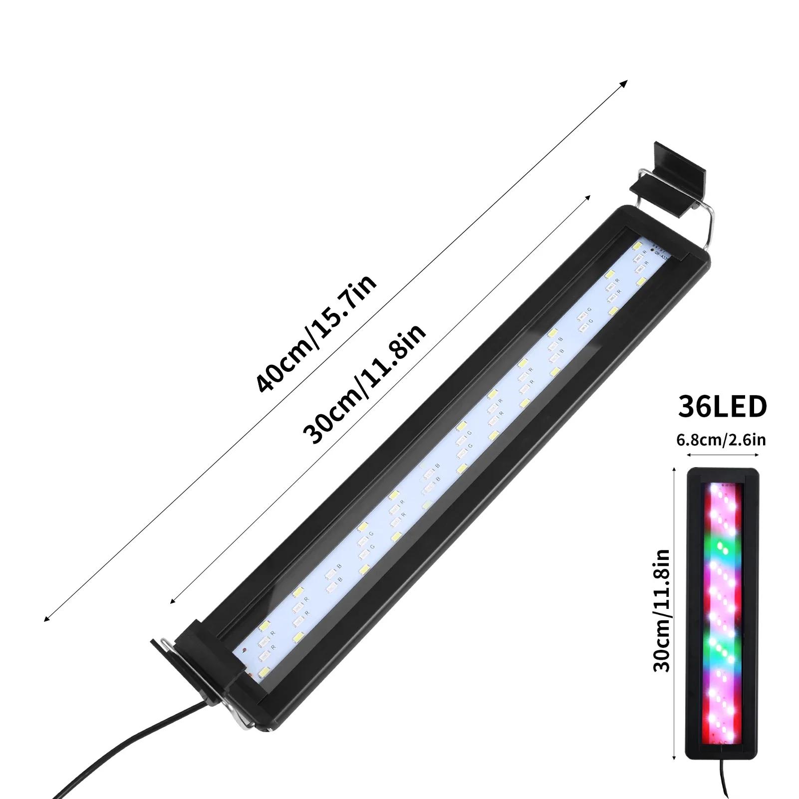 

30-60 см Аквариумный светодиодный светильник для аквариума, погружной светильник, водонепроницаемый для пресноводных водных растений с выдвижным зажимом UK Plug