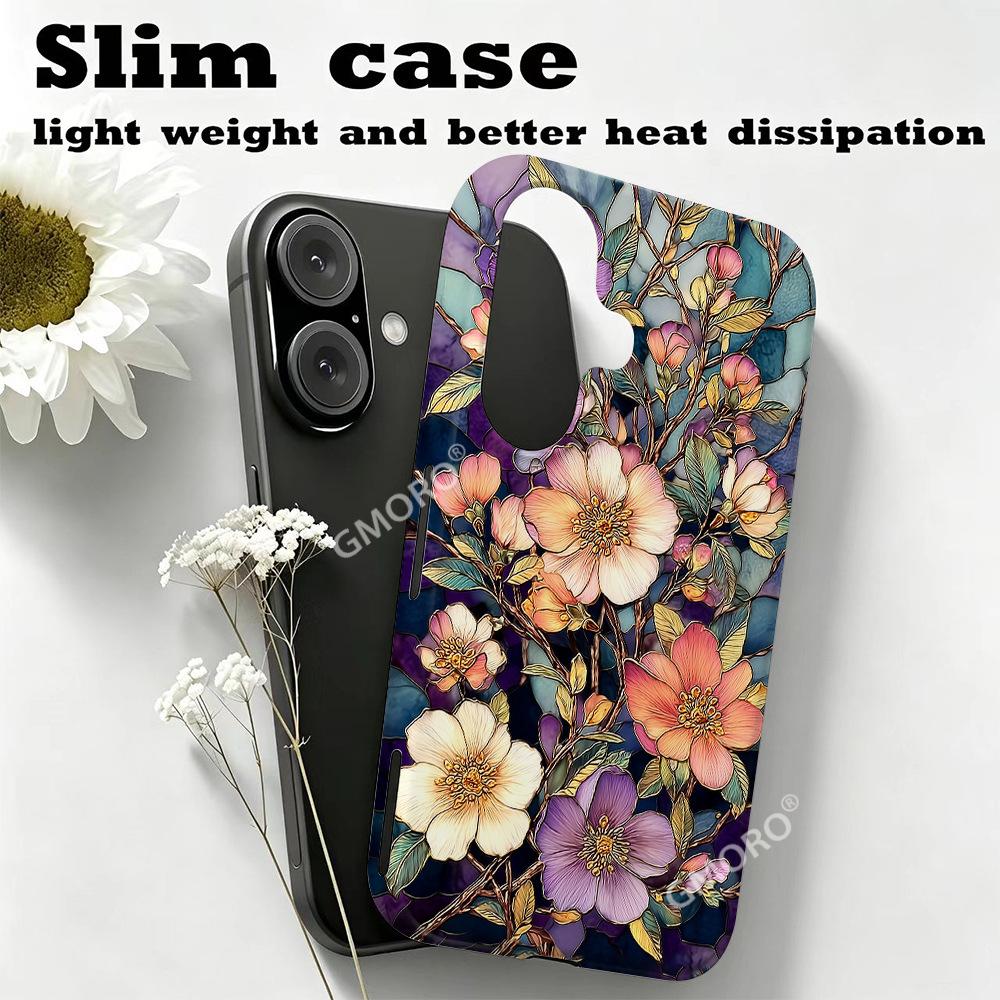 European-style medieval color glazed camellia pattern all-inclusive film Apple 17 ultra-thin and light girls' mobile phone case
