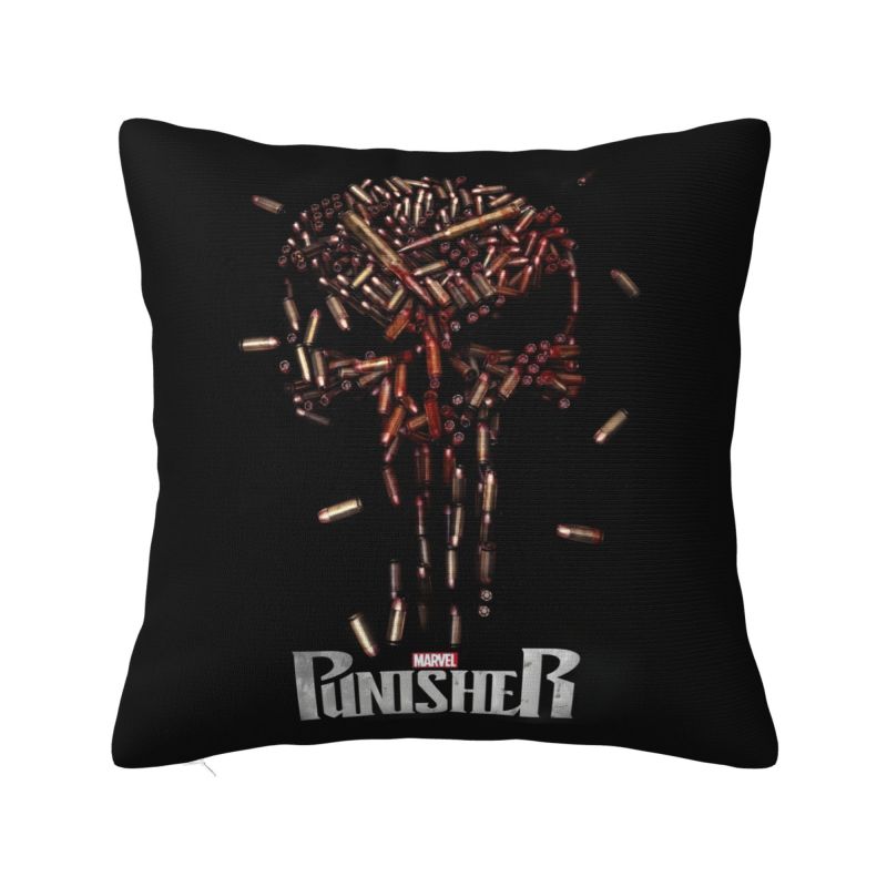 Custom Marvel Super Hero Punisher Skull Cushion Cover 40x40cm Comics Film Velvet Cute Throw Pillow Case for Sofa
