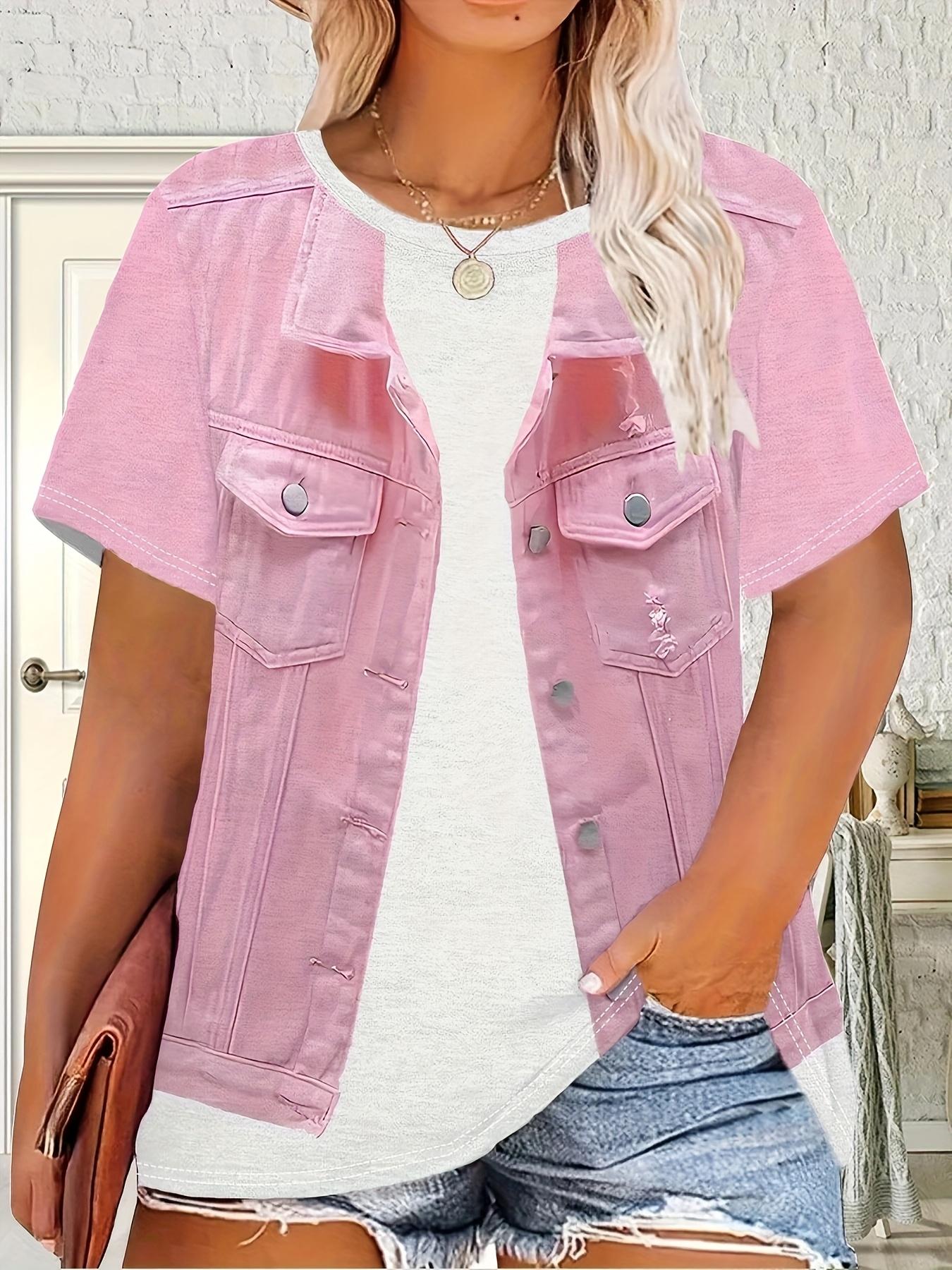 

Large Size, [Denim Print/Fake Denim] Casual Elegant Style Women s Round Neck Short Sleeve T-Shirt, Graphic Fake Denim Two-Piece Set 5XL