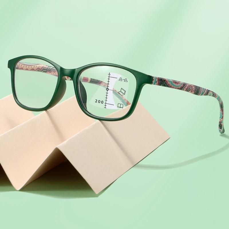 Unisex Retro Progressive Multifocal Reading Eyewear Deluxe Floral Frame Design Neutral Stylish Multifocal Reading Eyewear +4.0