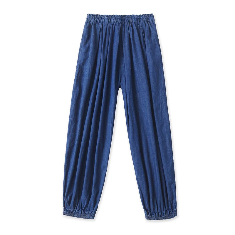 

Japanese Single Cotton Bloomers New Fall Women s Clothing Elastic High Waist Double Pocket Drawstring Loose Pants 32485 Blue A- 4-2-3 3L