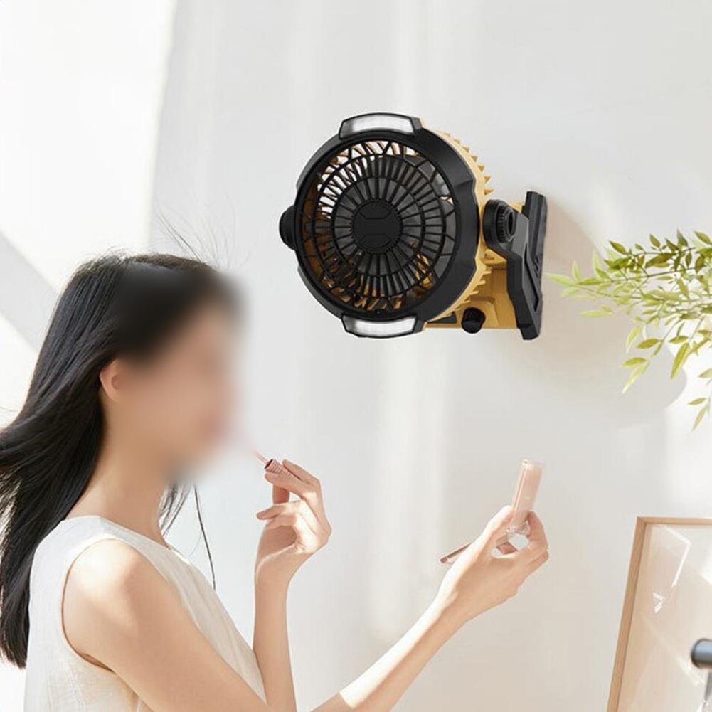 Campfire Parties LED Lighting Fan Battery Powered Fan 10000mAh Battery Capacity Continuous Speed Control For Camping
