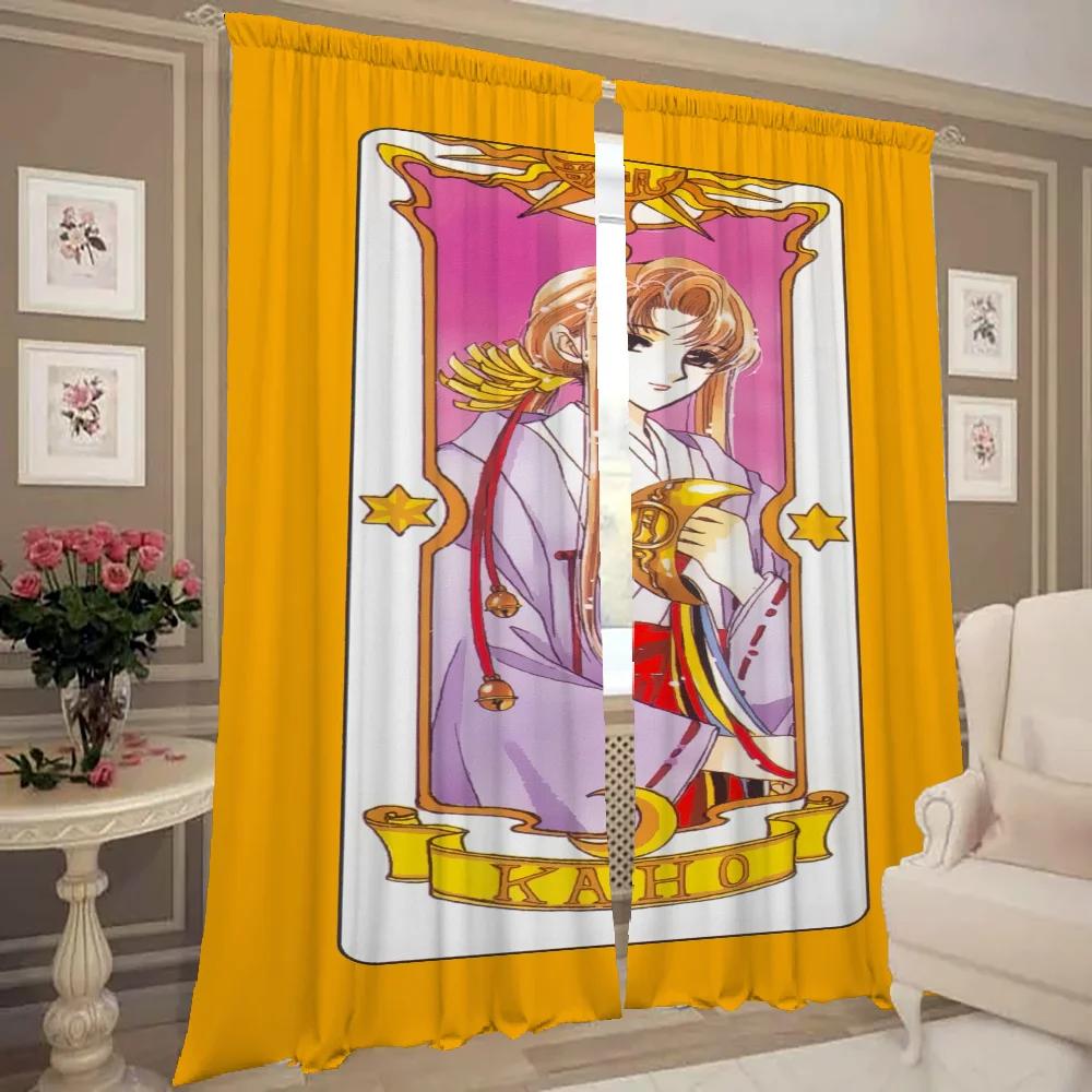 Kitchen Curtains for Living Room 2 Pieces Blackout Curtains Door Curtain C-cardcaptor S-sakura Bedroom Decoration Partition Home