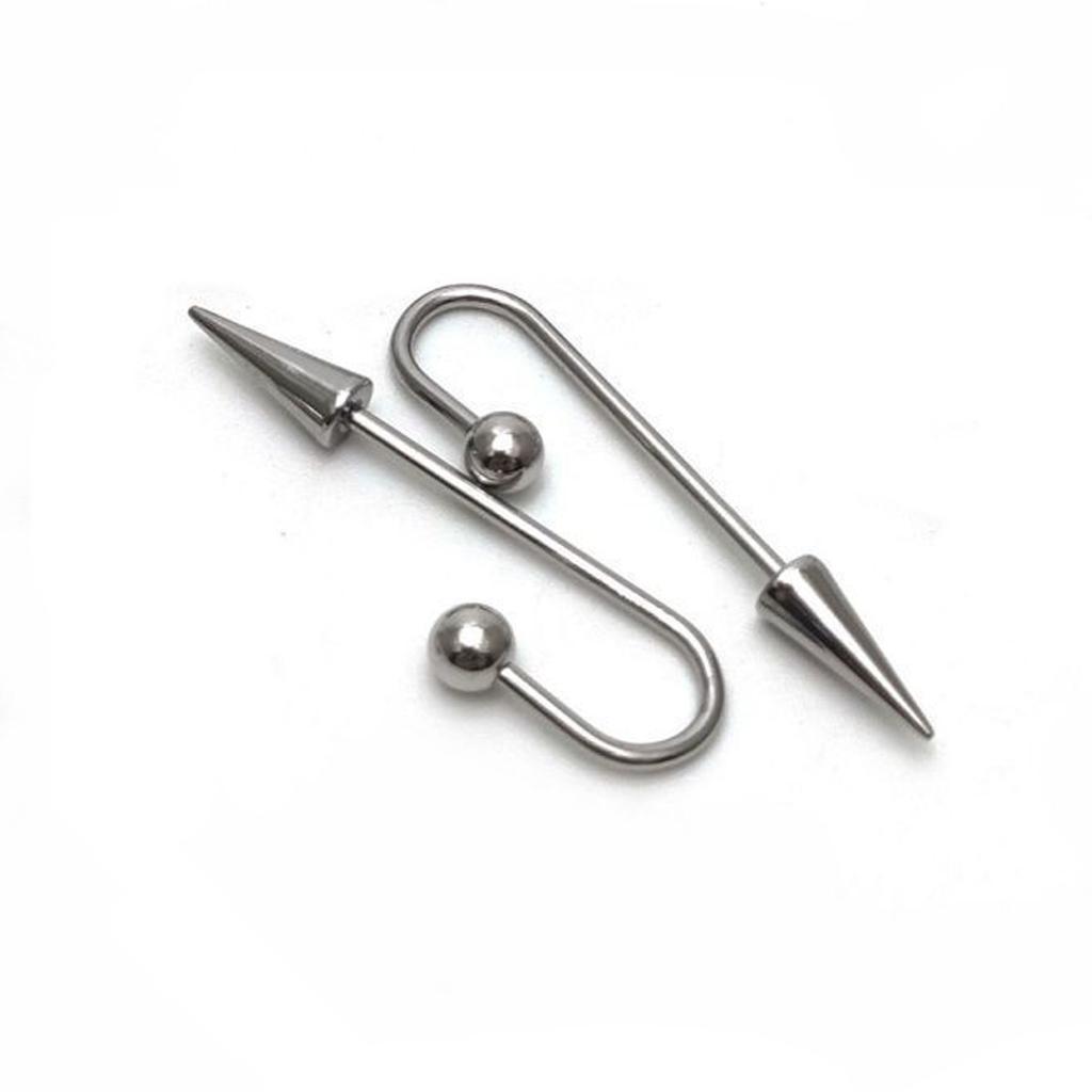 2PCS/Set Punk Stainless Steel Spike Industrial Piercing Floating Industrial Barbell Helix Earring Body Jewelry 16G for Men Women