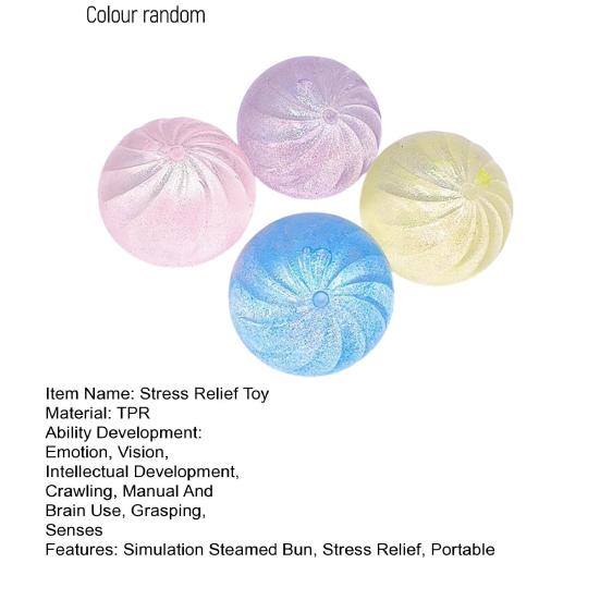 2/3/4Pcs Clear Glitter Steamed Bun Toy Stress Relief Small Dumpling Squeeze Sensory Fidget Toy Slow Rising Stress Ball Decompression Dough Ball