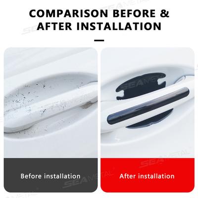 SEAMETAL Car Door Handle Protective Sticker Wear Resistant Scratch Resistant Black Protective Strip TPU Door Bowl Stickers