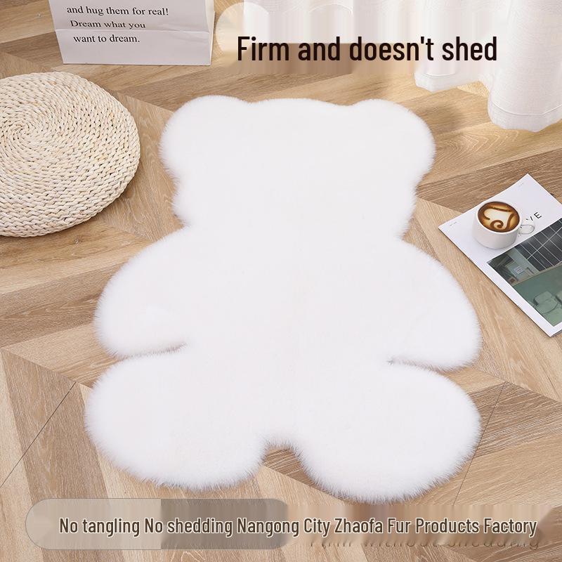 Inspired Faux Rabbit Fur Bear Rug - Plush Decorative Rug for Bedroom or Kids’ Room
