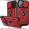 Coque de téléphone - Rouge - iPhone 13 Pro Max - Antichoc - Support rotatif - 2 Vitres en verre trempé
