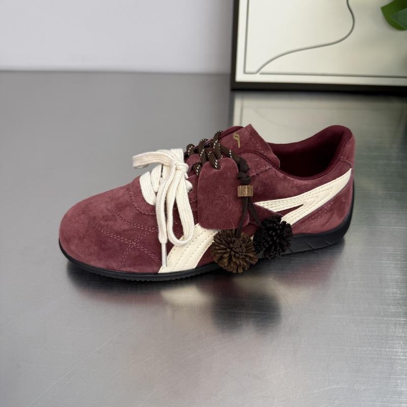 Nische Retro Anhänger Schnürschuhe mit dicker Sohle Dexun Schuhe 2025 neu runde Zehenpartie lässig vielseitig farblich passend Sportschuhe Board-Schuhe