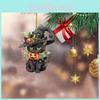 Flat Surface Acrylic Pendant With Halloween Cat Pumpkin Design For Auto Decor