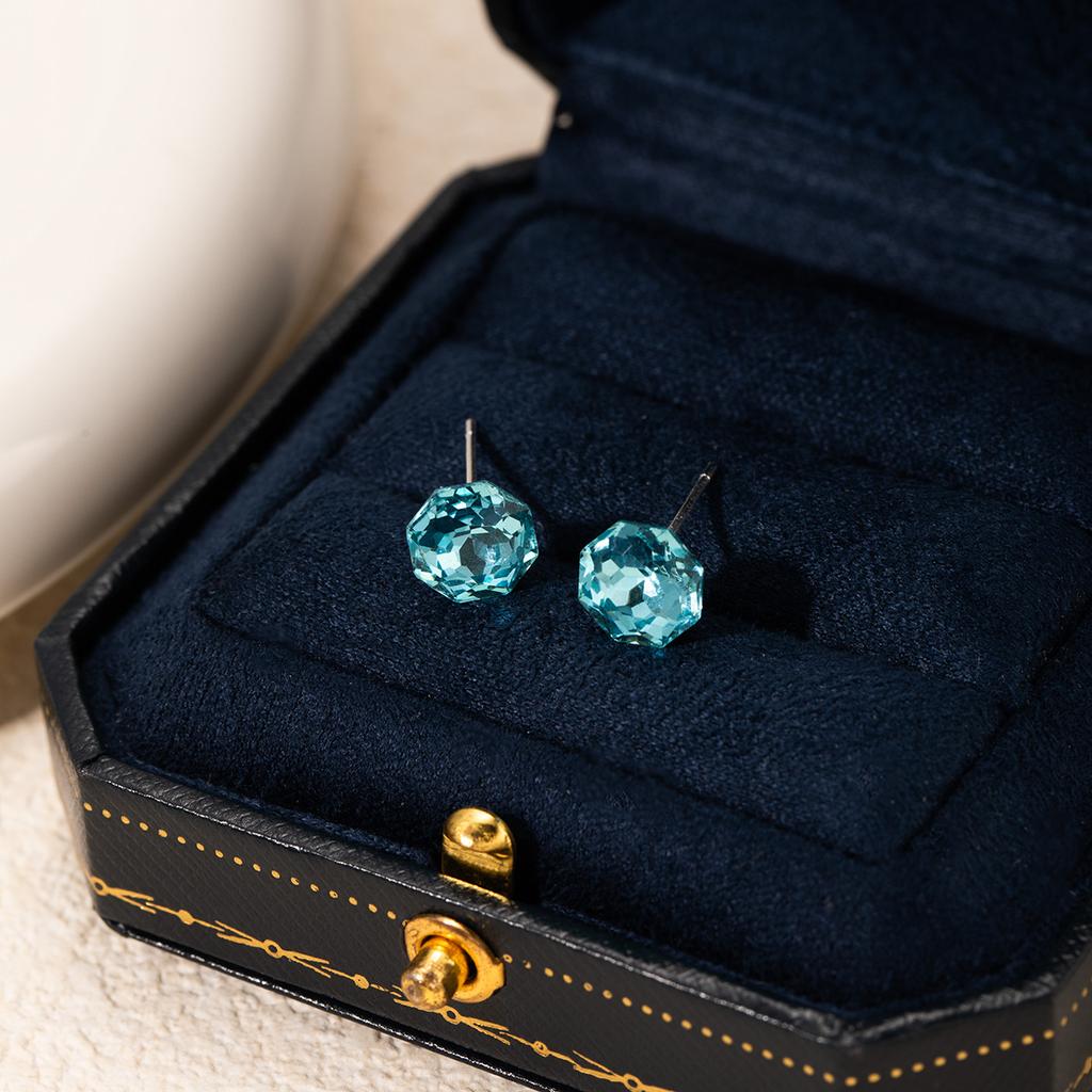 Explosive Millennium Eight-Sided Rose Ear Bone Nails Women'S Multi-Faceted Personality Zircon Exquisite Ear Holes