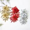 2pcs Gold Glittered Christmas Floral Arrangement Holiday Decor For Trees Gold Dusted Christmas Flower 18x32cm