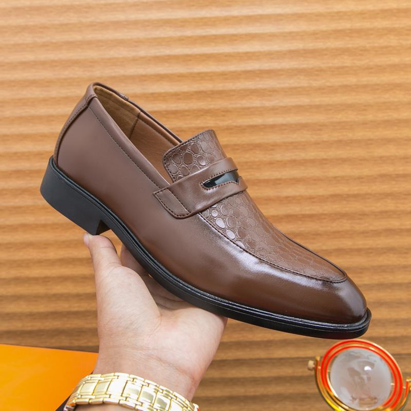 Fashion New Designer Men's Pointed Alligator Pattern Wedding Shoes Male Penny Loafers Formal Dress Footwear Zapatos Hombre