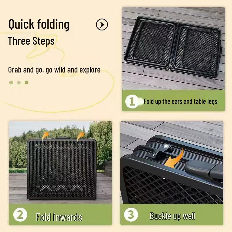 Multifunctional Outdoor Folding Aluminum Picnic Table with BBQ Mesh