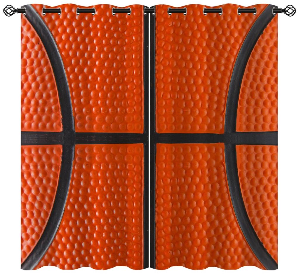 Basketball Curtains for Bedroom Living Room 3D Ball Court Window Treatments Decorative Sports Theme Drapes Competitive Curtain
