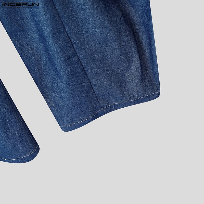 INCERUN Pantaloni Casual cu Fermoar pentru Bărbați, cu Talie Înaltă, Petrecuți în Față, cu Picioare Lungi și Largi