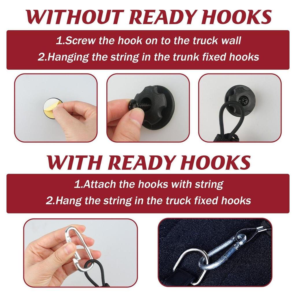 LKW-Ladeflächen-Gepäcknetz mit Haken, Schrauben, Knopflöchern, Netznetz, Tasche, Lebensmittelgeschäft, Auto-Heckaufbewahrung, Organizer, Innenraum für Pickup-Truck, SUV