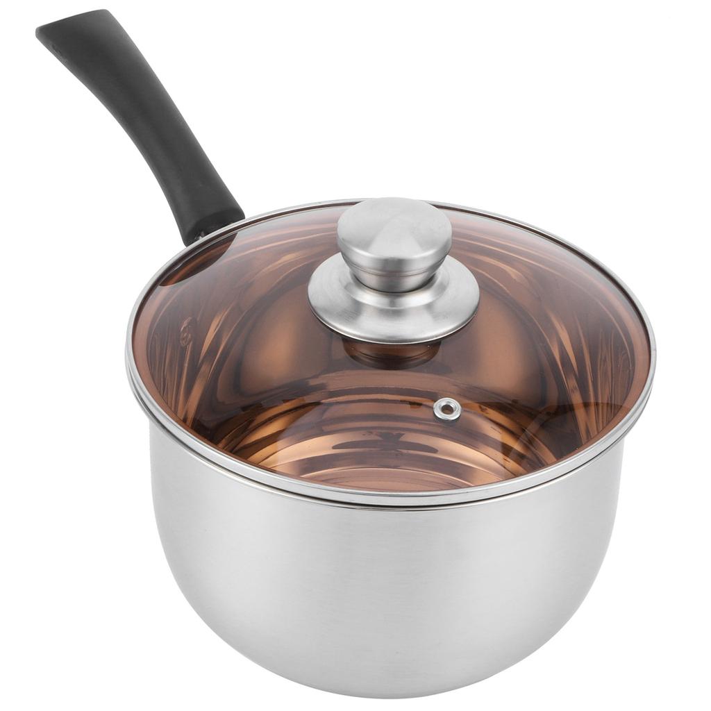 18cm Soup Pot 304 Stainless Steel Single Handle Food Supplement Saucepan Cooking Supplies