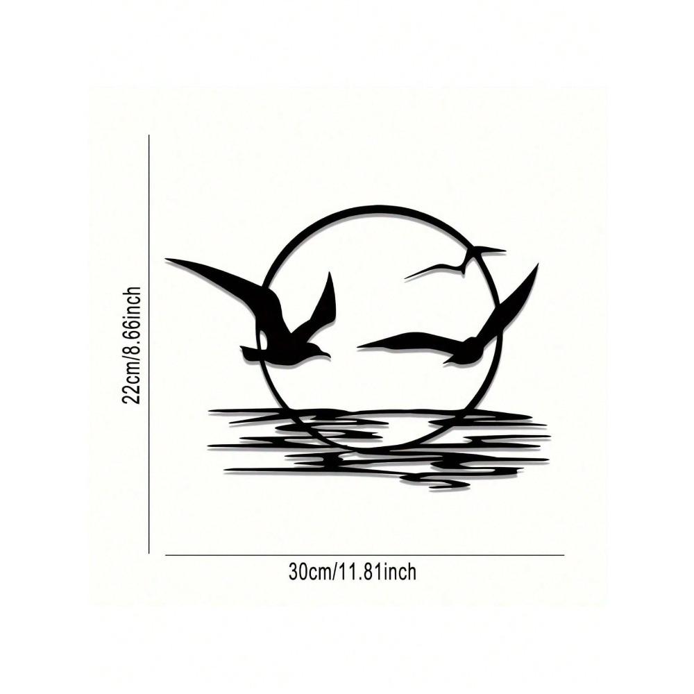 

Metal Wall Art Sun Seagull Silhouette Modern Home Decor for Living Room Garden Unique Housewarming Gift Bird Wall Sculpture TY7263