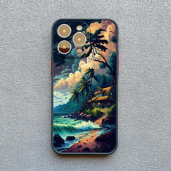 Seaside Coconut Tree Coastal Scenery Phone Case for IPhone 16 15 14 13 12 11 Pro Max Mini X XR XS 15 7 8 Plus Shockproof Covers