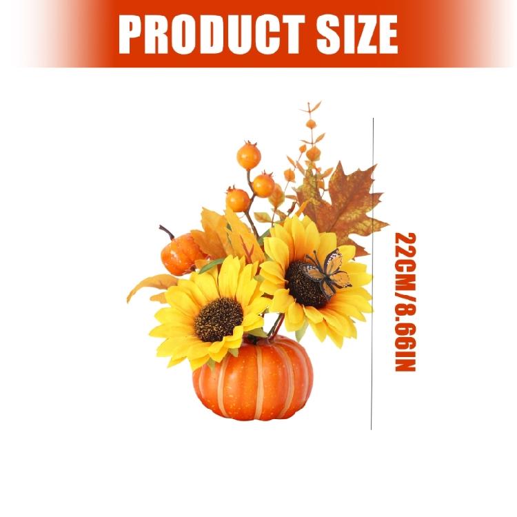 Harvest Dining Piece Faux Gourd Accent with Leaf Branch for Thanksgiving Shelf, Entry Zone, Room, and Home Use