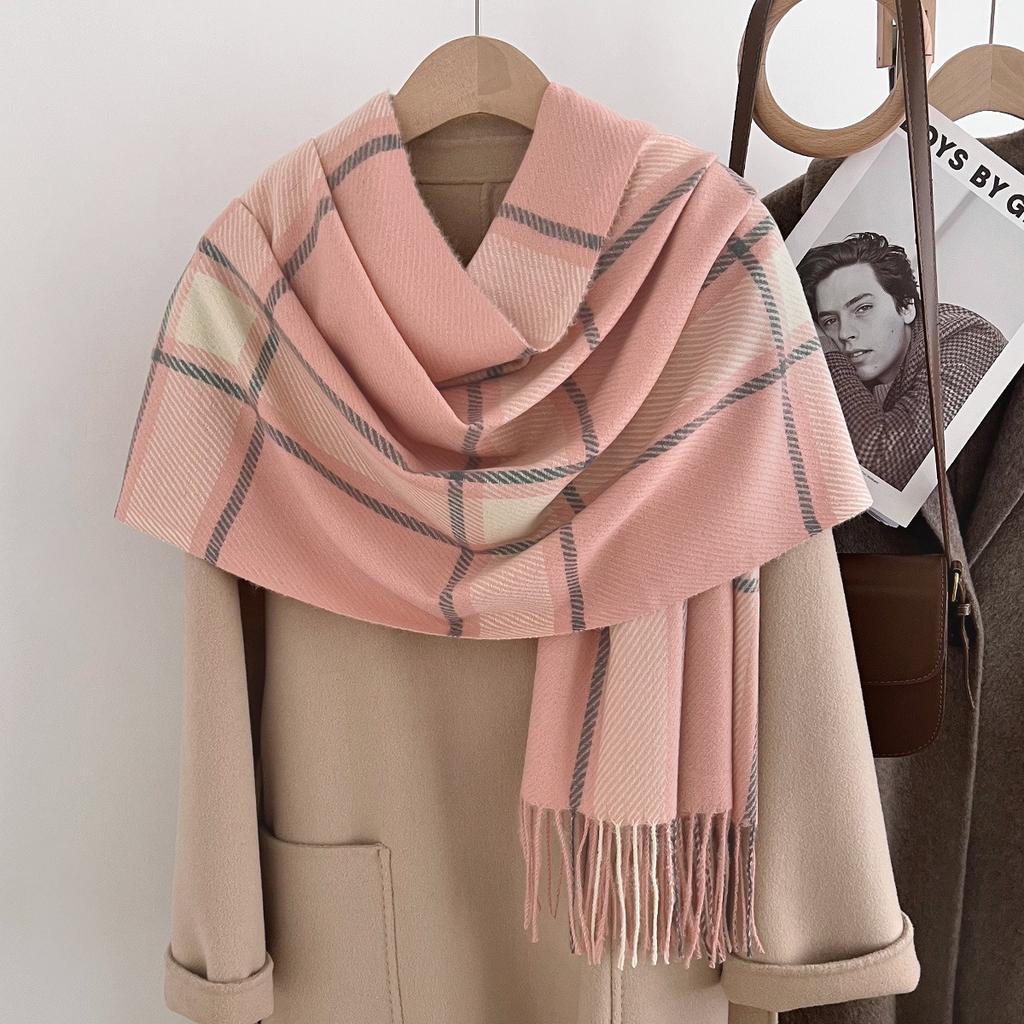 Plaid Winter Women Cashmere Scarf Warm Pashmina Neckerchief Muffler Female Blanket Scarves Lady Shawls And Wraps