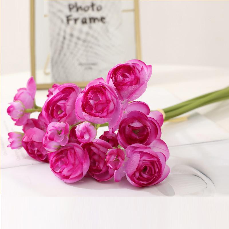 Bouquet European Vintage Artificial Silk Rose Flowers 24 Head Camellia Flowers Wedding and Party Decor