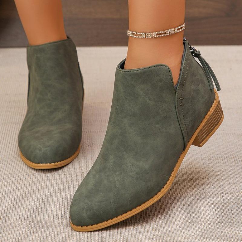 Plus-size Boots for Women, Slimming Pointed-toe Casual, Thick-soled, Chunk-heeled Boots for Women, Single Shoes