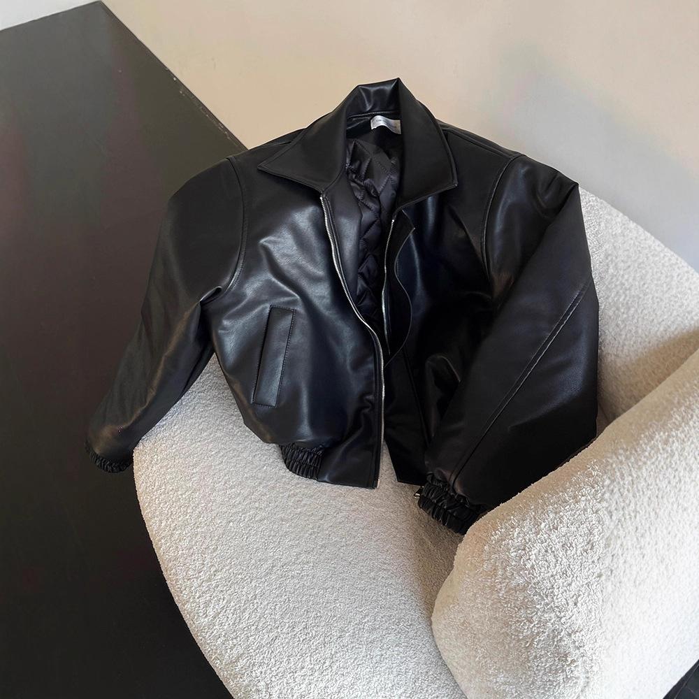 American Cleanfit Trendy Short Shoulder Padded Jacket Men's Spring and Autumn New Loose Retro Leather Jacket Top