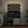 Makeup Table with Shelf Black Oak Effect 80 x 41 x 134.5 cm
