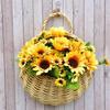 Rattan Wall Hanging Flower Pot Wicker Hanging Baskets Outdoor Storage Planters for Indoor Plants Vintage Decor Artistic Basket