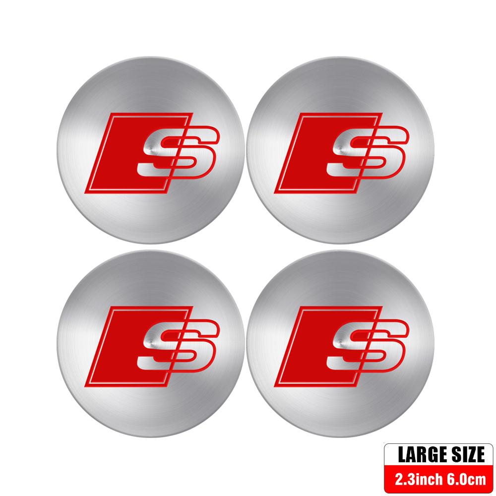 4Pc 56MM 60MM 65MM Car Wheel Center Cover Sticker Hub Cap Decal Decor For Audi Sline A3 8P 8L 8V A4 B8 B6 B7 B9 A6 C6 C7 S5 A7