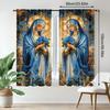 Festival Blue Gold Design Virgin Mary Printed Curtains Home Decoration Room Made Of Polyester