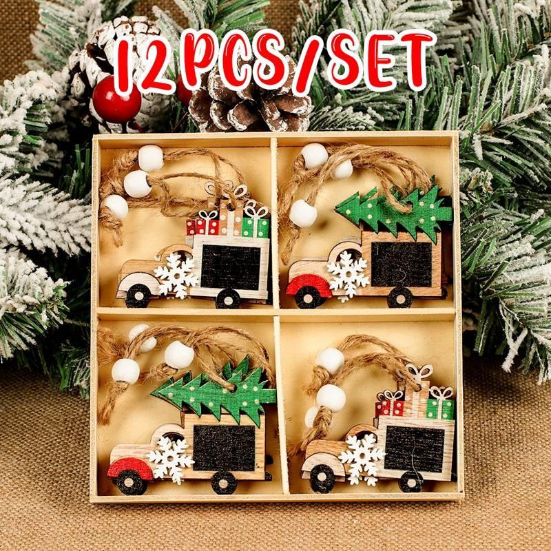 Christmas Dog Paw Double Layer Wooden Pendant Navidad Natal Noel Tree Pendant Merry Christmas Decor For Home 2025 New Year 2025