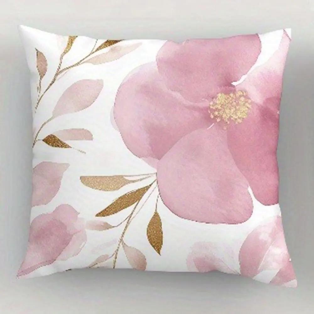 Home Decorative Pillowcase Pink Flower Pattern Bedroom Living Room Sofa Decorative Cushion Cover