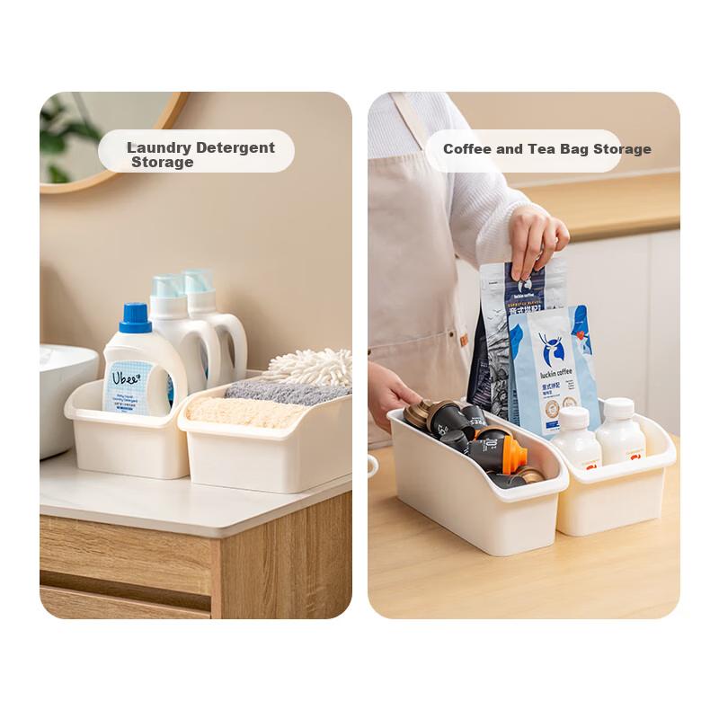 Xitianlong Slanted Storage Box Kitchen Organizer Rack Cabinet Organizer Storage Box 3.7L Off-White 1 Piece