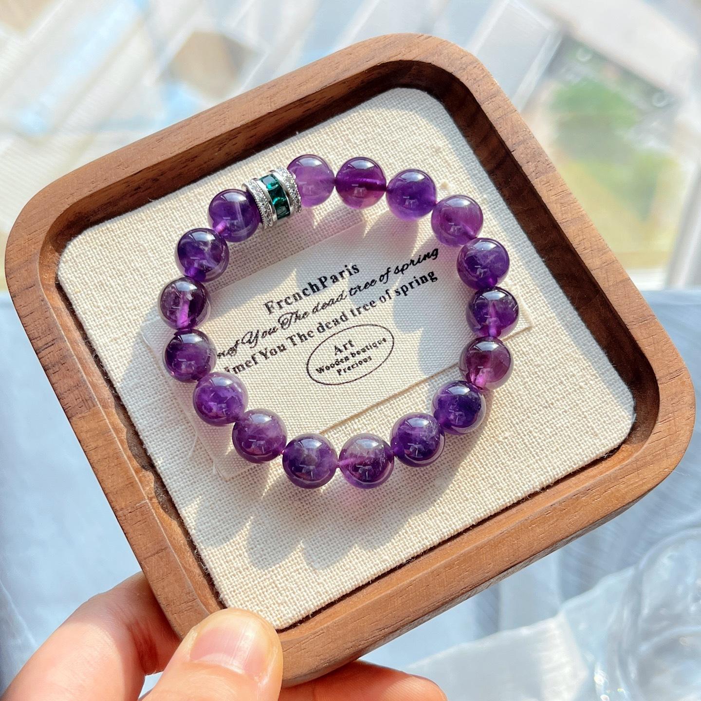 10Mm Grape Purple Natural Amethyst Bracelet