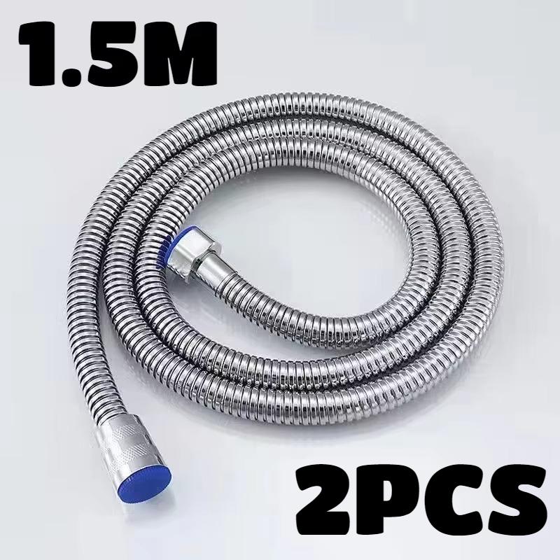 3/2/1.5m Shower Head Tube Flexible Stainless Steel Bathroom Water Head Shower Extension Pipe Encrypted Silver Hose HighQuality