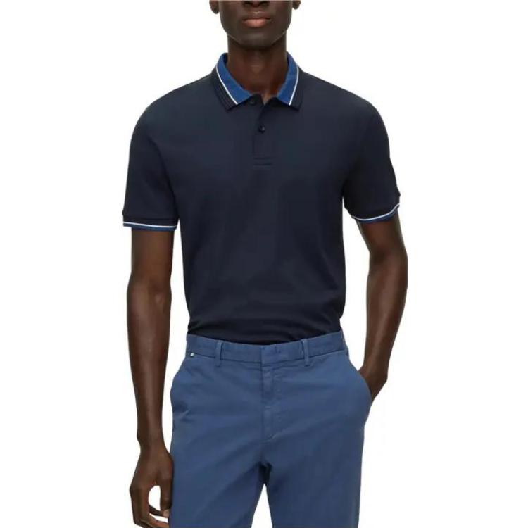 HUGO BOSS Polo Shirts Men's Navy Blue Polo Collar Moderate Other 50499414-404