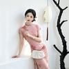 Pink with rotator sleeves, national style, new Chinese Suzhou long cheongsam, improved young women's high-end short sleeves, spring and summer