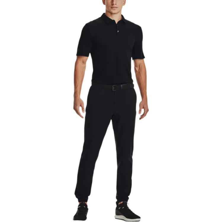 Under Armour Seamless Polo Shirts Men's Black Polo Collar Moderate Straight Fit 1370094-001