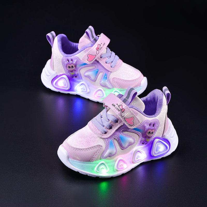 Frühlings- und Herbst-Cartoon LED Leuchtende Sneaker für Kinder - Modische und Leuchtende Sport-Laufschuhe für Mädchen