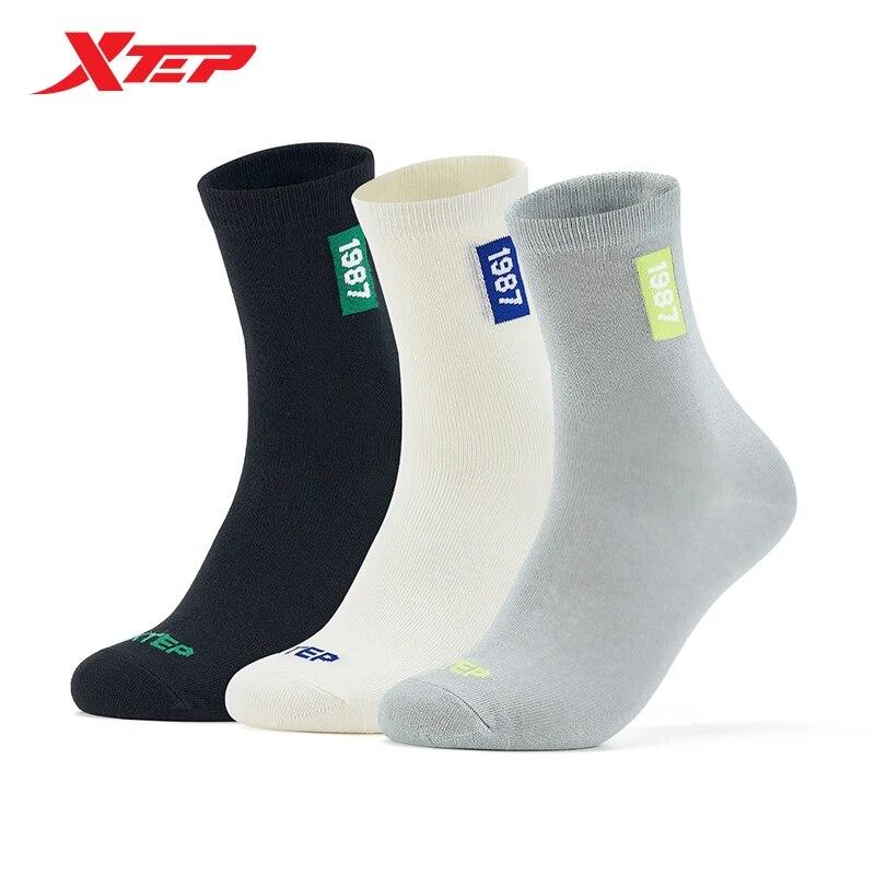 

Спортивные носки Xtep для мужчин и женщин, дышащие хлопковые износостойкие длинные носки, треккинговые, беговые, велосипедные чулки(3 пары) 877337560041