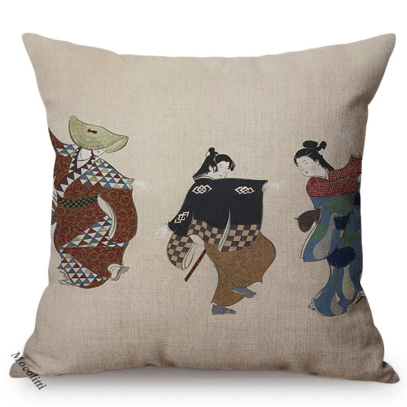 Vintage Tradition Ink Painting Design Concise Sofa Pillow Case Japans Abstract Art Room Harmony Decorative Cushion Cover