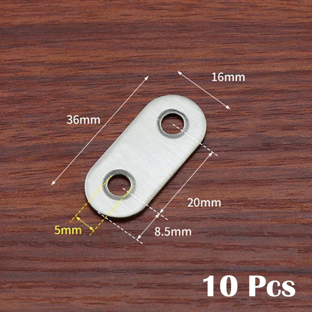 10Pcs Corner Brackets Stainless Steel Straight Repair Flat Straight Fixing Straight Brackets One-Character Corner Code Hardware