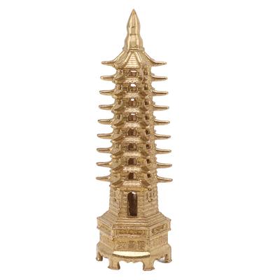 Wenchang Kulesi Heykeli 9 Katlı Mini Pagoda Pirinç Ev Dekorasyonu Masa İçin Feng Shui Süsü
