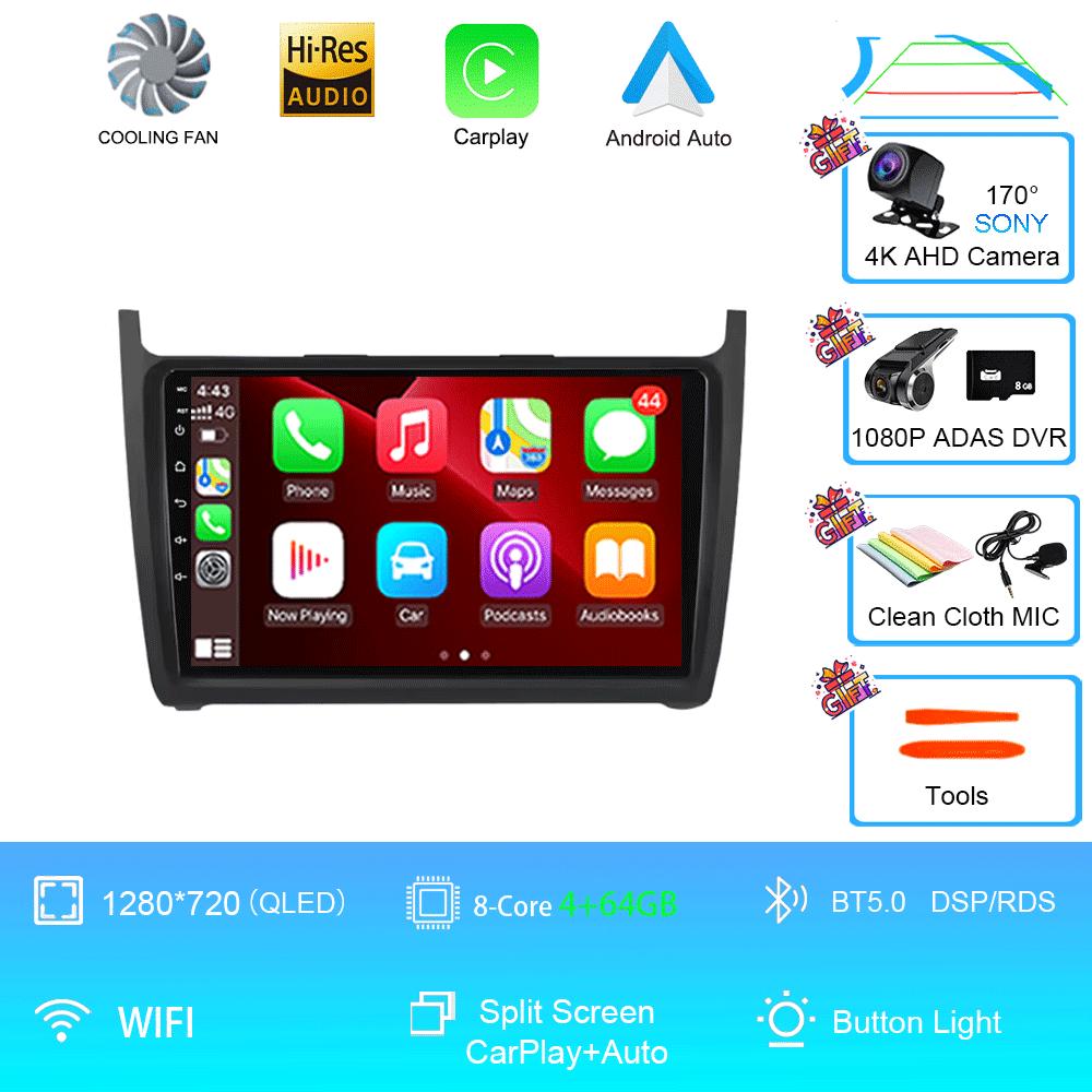 Car Radio 2Din Android 14 Stereo For Volkswagen VW Polo Sedan 2008 -2015 GPS Navigation Multimedia Mirror L-ink BT WIFI QLED DSP