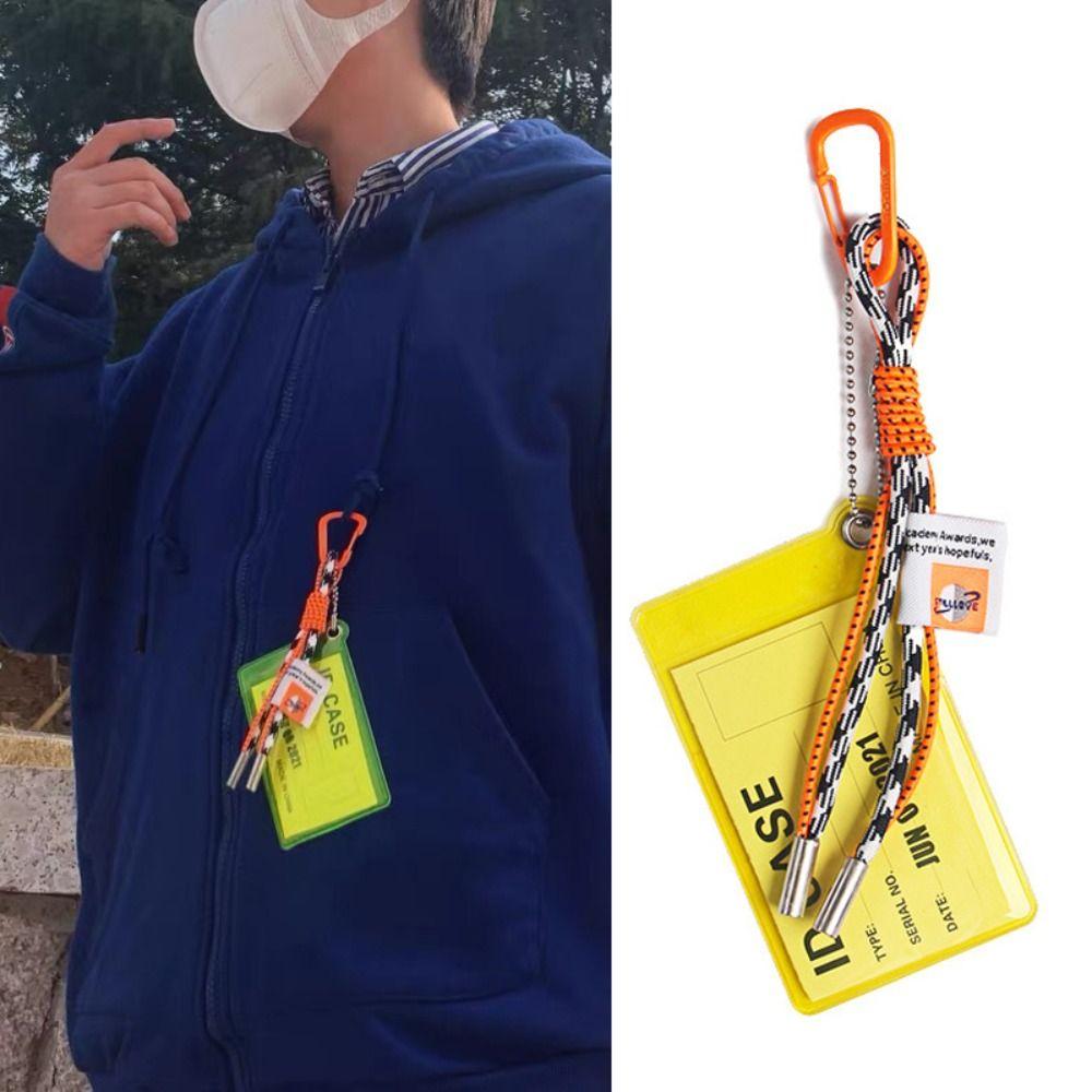 

Portable ID Card Case Trendy Lanyard Keyring Fashion Card Purse For Man Women чорний